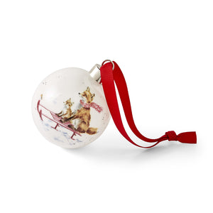 Royal Worcester Wrendale Christmas Bauble - Sleigh Ride