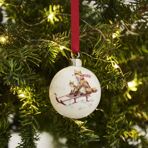 Royal Worcester Wrendale Christmas Bauble - Sleigh Ride