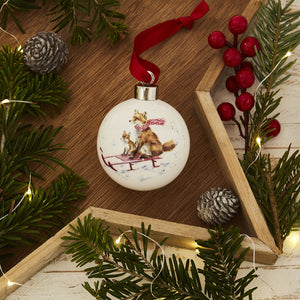 Royal Worcester Wrendale Christmas Bauble - Sleigh Ride