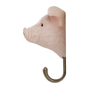 Hand Carved Wall Hook - Pig