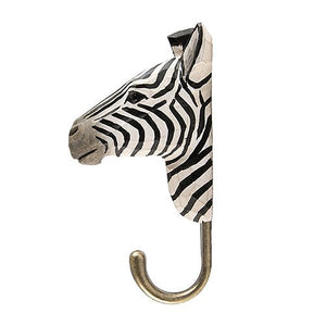 Hand Carved Wall Hook - Zebra