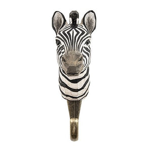 Hand Carved Wall Hook - Zebra