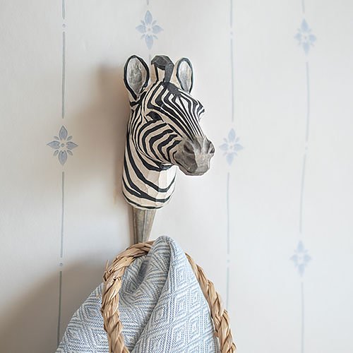 Hand Carved Wall Hook - Zebra