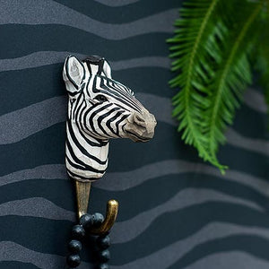 Hand Carved Wall Hook - Zebra