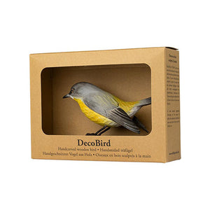 Hand Carved Deco Bird - Yellow Robin