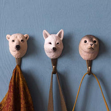 Load image into Gallery viewer, Hand Carved Wall Hook - Arctic Fox
