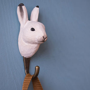 Hand Carved Wall Hook - Arctic Hare