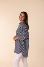 Load image into Gallery viewer, Two T&#39;s Stripe Over Shirt - Navy White Stripe
