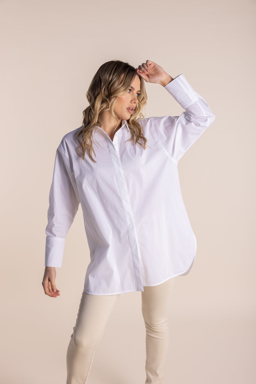 Two T's Cotton Poplin L/S Shirt - White