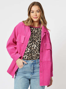 Threadz Zoe Cord Shacket - Pink