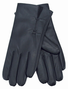 Leather Gloves with Suede Split Cuff - Black
