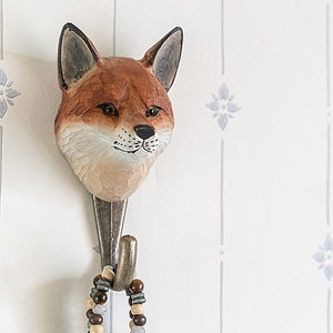Hand Carved Wall Hook - Red Fox