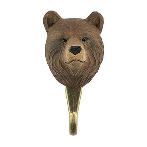 Hand Carved Wall Hook - Brown Bear