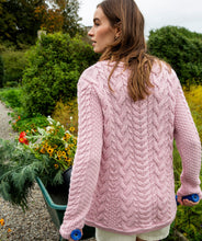 Load image into Gallery viewer, Irelands Eye Primrose A Line Cable Round Neck Wool Jumper - Pale Pink
