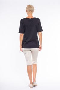 Cafe Latte Round Neck Tee - Black