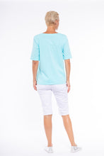 Load image into Gallery viewer, Cafe Latte Round Neck Tee - Aqua
