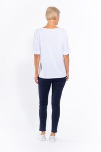 Cafe Latte Round Neck Tee - White