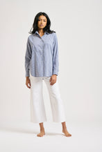 Load image into Gallery viewer, Shirty Chloe Classic bib Front Shirt - Navy Stripe
