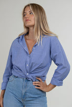 Load image into Gallery viewer, HUT Sophia Cotton Shirt - Denim Mini Gingham
