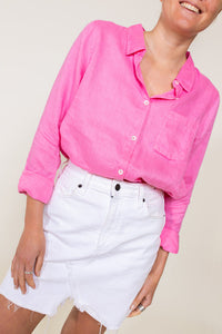 HUT Classic Fit Linen Shirt - Persian Pink