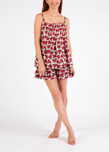 Load image into Gallery viewer, Cotton Pyjamas - Cami Set - Roses - Red
