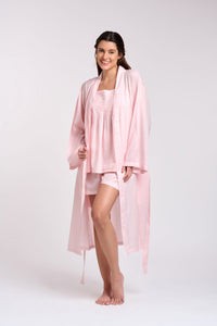 Cotton Dressing Gown/Robe - Pink Gingham