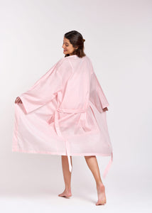 Cotton Dressing Gown/Robe - Pink Gingham