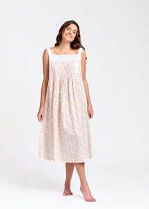 Cotton Sleeveless Nightie - Pink Roses