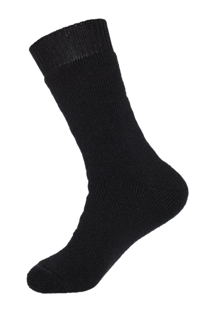 Lindner Australian Made Thick Merino Wool Socks - Max Loose Top - Black