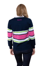 Load image into Gallery viewer, Monty &amp; Moo Rugby Jumper - Navy/Pink/Lime/White
