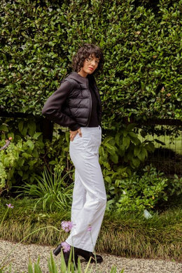 New London Embo High Rise Wide Leg Jeans - White