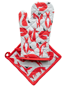 Allgifts Australia Oven Glove & Pot Holder Set - Fox