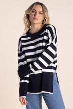 Load image into Gallery viewer, Two T&#39;s Detachable Neck Sweater - Navy/White Stripe
