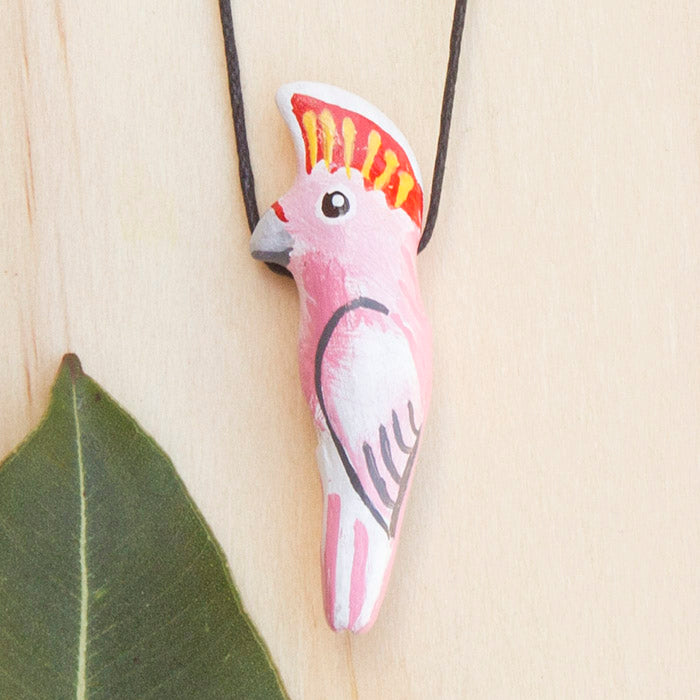 Major-Mitchell Cockatoo Clay Whistle Necklace