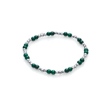 Load image into Gallery viewer, Silk &amp; Steel Sequence Bracelet - Green Malachite/Silver
