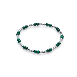 Silk & Steel Sequence Bracelet - Green Malachite/Silver