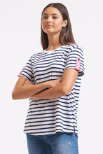 Load image into Gallery viewer, EST1971 Organic Cotton Tab T Shirt - Stripe/Hot Pink
