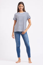Load image into Gallery viewer, Est1971 Organic Cotton Tab T Shirt - Stripe/Navy
