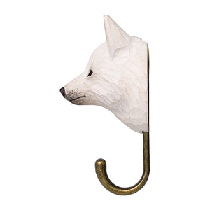 Hand Carved Wall Hook - Arctic Fox