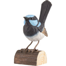 Load image into Gallery viewer, Hand Carved Deco Bird - Superb Fairy Wren
