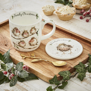 Royal Worcester Wrendale Mug & Coaster Set - Family Christmas