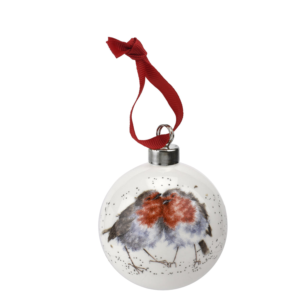 Royal Worcester Wrendale Christmas Bauble - Robins