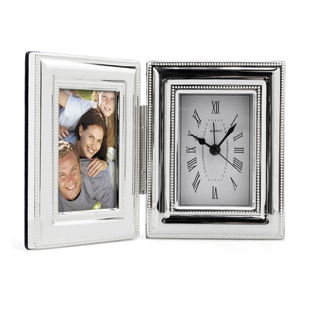 Whitehill Silver Plated Beaded Clock/Photo Frame 6cm x 9cm