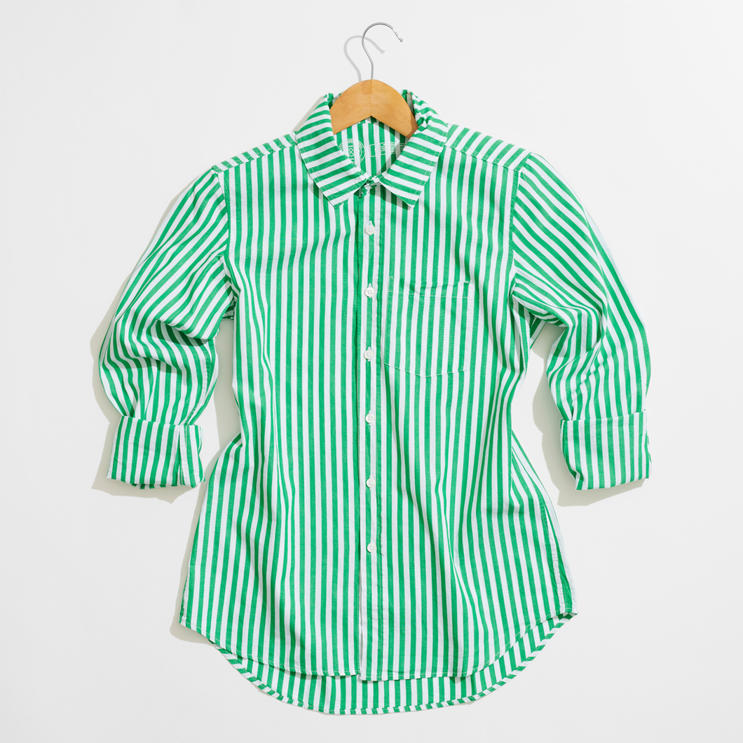 Irving & Powell Franklin Bold Stripe Shirt- Emerald/White