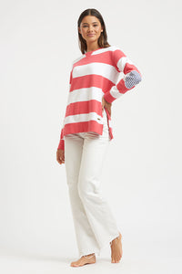 Est1971 Zipside Stripey Cotton Windy - Red/White Stripe
