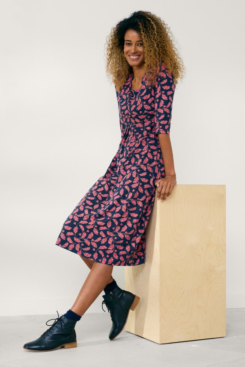 Seasalt Cornwall Seed Packet Dress - Seed Head Sketch Aquatic