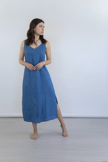 Mudra Linen Dress - Moroccan Blue