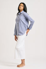 Load image into Gallery viewer, Shirty Chloe Classic bib Front Shirt - Navy Stripe
