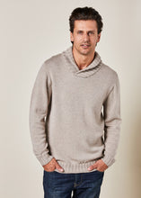 Load image into Gallery viewer, Uimi Mens Merino Wool Rib Shawl Collar Jumper - Almond
