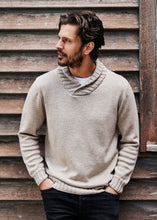 Load image into Gallery viewer, Uimi Mens Merino Wool Rib Shawl Collar Jumper - Almond
